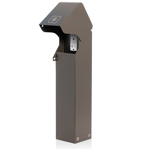 Leviton 1PF18-1Z Power Pedestal Kit, Surface Mount 1-Gang, 18", NEMA 3R, Lockable Flush Hinged Top, 20A Weather-Resistant Tamper-Resistant GFCI, Bronze