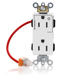 Leviton M1626-1CW 15A Lev-Lok Decora Plus Duplex Receptacle / Outlet, Industrial Grade, Split-Circuit, Self-Grounding, White