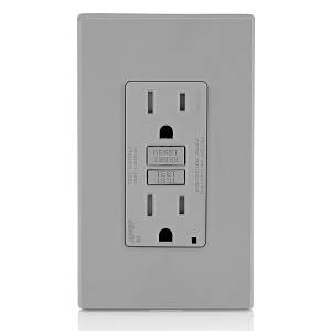 Leviton AGTR1-GY Dual Function Arc Fault Circuit Interrupter and Self-Test Ground Fault Circuit Interrupter Receptacle 15A-125V, Gray