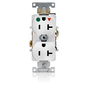 Leviton 8300-IGW Heavy-Duty Hospital Grade Duplex Receptacle 20A/125V, White
