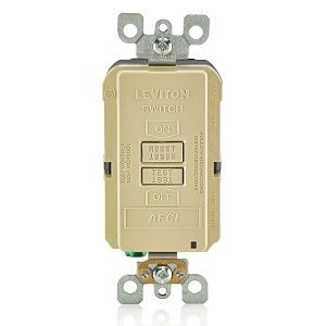 Leviton AFRBF-I 20A Blank Face AFCI with LED Indicator Light, Ivory