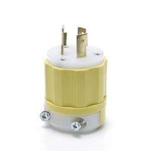 Leviton 2321-CY Power Plug, 2 Pole, 3 Wire, NEMA L6-20P, 20A, 1250V, Yellow