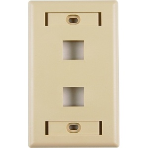 HellermannTyton FP106MF2 2-Port 106 Duplex Mounting Frame Faceplate, Dark Ivory