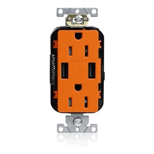 Leviton M56AA-O 15A Lev-Lok USB Tamper-Resistant Outlet Type -A
