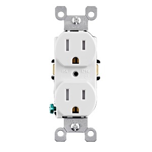 Leviton T5248-WCP Tamper-Resistant Duplex Outlet / Receptacle with Ears, Contractor Pack of 10, Grounding, 15A, White