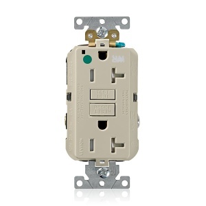 Leviton GFWT2-HGI Heavy Gauge Wall Trench Standard Ground Fault Circuit Interrupter 20A 125V, White