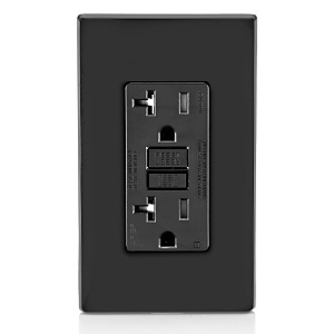 Leviton AGTR2-E 20A Self Test T Amper-Resistant Dual-Function AFCI/GFCI Outlet with LED Indicator Light, Black