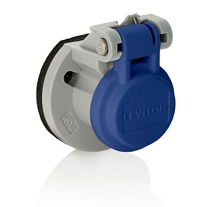 Leviton 15S31-UB 15 Series Cam-Type Male / Female Panel Mount Receptacle Enclosure, Blue