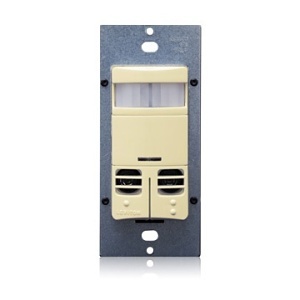 Leviton OSSMD-GAI Occupancy Sensor, Multi-Technology (PIR Sensor / Ultrasonic Sensor), Wall Switch, Dual Relay, 2400SF, 120-277V, No Neutral, Ivory