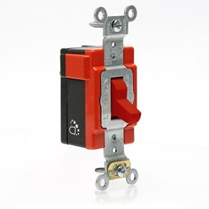 Leviton AM120-R Lev-Lok 20A Antimicrobial Treated Toggle Switch, 120/277V, Extra Heavy Duty Spec Grade, Red