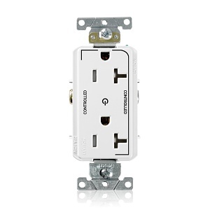 Leviton TDR20-S2W Decora Duplex Self-Grounding Straight Blade Receptacle, 2-Pole, 3-Wire, White