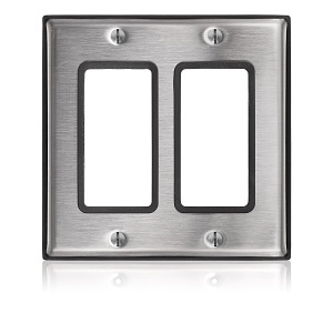 Leviton 84409-G40 Decora Stainless Steel Wallplate with Gasket, 2-Gang