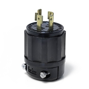 Leviton 2411-B Locking Plug, 3 Pole, 4 Wire, 20A, 125V, Black