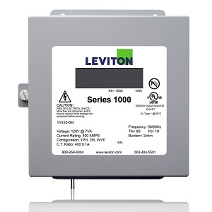 Leviton 1N120-41 VerifEye Series 1000 Single Element Electric Submeter, 120V, 1-Phase 2-Wire, 400A, Indoor NEMA 1, Gray
