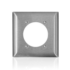 Leviton SL701 C-Series 430 2-Gang Standard Wall Plate, 2.465" Opening, Stainless Steel, Weatherproof