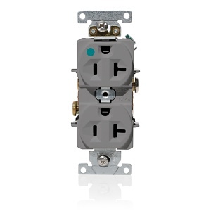 Leviton C8300-GY Hospital Grade Duplex Receptacle, 20A, 125V, Gray