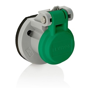 Leviton 15S31-UG Male / Female Panel Mount Receptacle Enclosure, Green