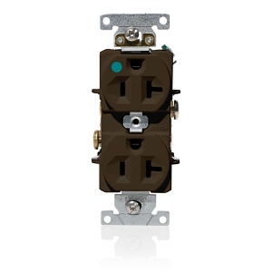 Leviton C8300 20A 125V Hospital Grade Duplex Receptacle, Brown