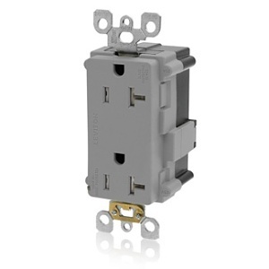 Leviton MT538-GY Lev-Lok Decora Plus Surge Protective Duplex Receptacle Outlet, Commercial Grade, Tamper-Resistant, 20A, 125V, Gray