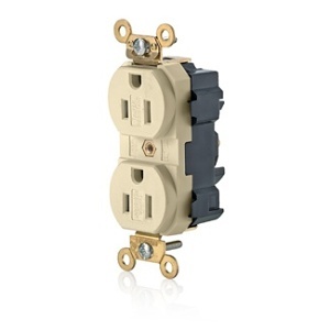 Leviton M5262-SGI IV LEV-LOK Duplex Receptacle, 15A, 125V