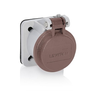 Leviton 16S31-UH 16 Series Panel Receptacle Enclosure with Automatic Closing Lid, Male / Female, Thermoplastic Housing and Cover, Stainless Steel Torsion Spring, Brown