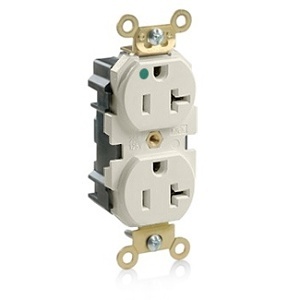 Leviton MRI20-T Lev-Lok MRI Duplex Receptacle, 20A, 125V, Light Almond