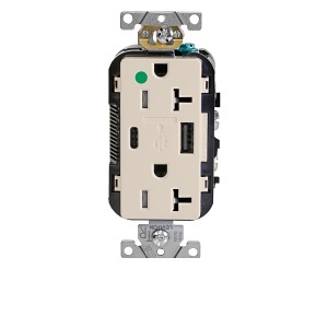 Leviton T5833-HGT Connectors, LA COMB DUP HG REC A-C USB CHRGR 20A125V