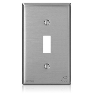 Leviton 84001-A40 Stainless Steel Antimicrobial Wall Plate, Single-Gang Toggle