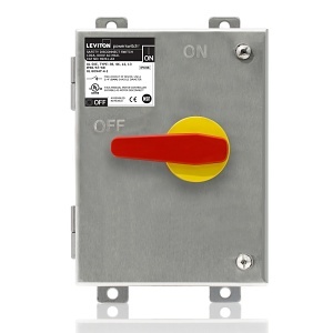 Leviton MDS1-AC Powerswitch Safety Disconnect Switch with Factory Installed Auxiliary Contact, 100A, 600V