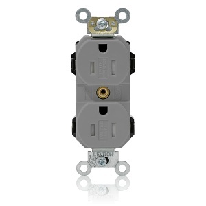 Leviton MT562-SGY Lev-Lok Tamper-Resistant Duplex Receptacle, 15A, 125V, Gray
