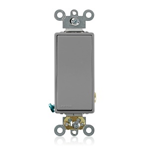 Leviton 5621-2GY 20A Rocker Switch, Single-Pole, Quiet Switch, Commercial Spec Grade, Gray