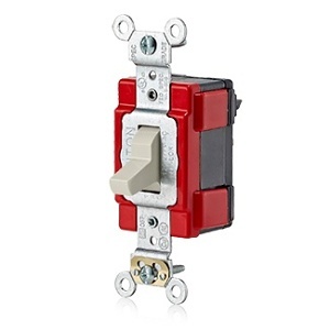 Leviton M1221-T Lev-Lok 20A 120/277V Single-Pole Quiet Toggle Switch, Extra Heavy-Duty Specification Grade, Self-Grounding, Light Almond
