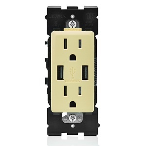 Leviton RUAA1-CS RENU 3.6 USB Type-A/15A Tamper-Resistant Outlet / Receptacle, Corn Silk