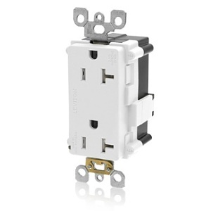 Leviton MT538-W Lev-Lok Decora Plus Surge Protective Duplex Receptacle Outlet, Commercial Grade, Tamper-Resistant, 20A, 125V, White