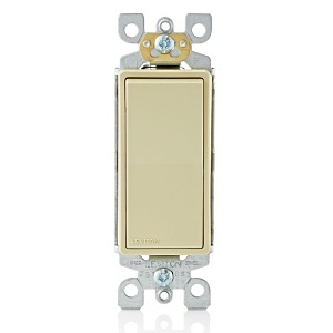 Leviton 5601-P2I 15A Decora Single-Pole Switch, Self-Grounding, Ivory