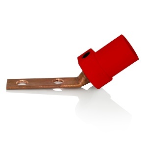Leviton 16M21-2UR 16 Series Male Angle Terminal Connector, #2 - 4/0AWG, Bus Bar Mount, Red