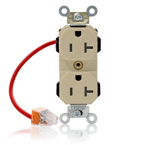 Leviton M5362-SCI Lev-Lok Duplex Receptacle / Outlet, Industrial Grade, 20A, Ivory