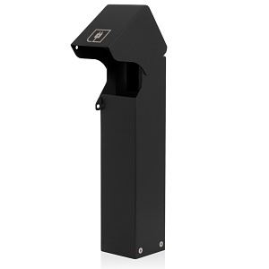 Leviton 1PF18-E 1-Gang 18" Power Pedestal, Surface Mount, Lockable Flush Hinge Top, Self-Closing Lid, Stainless Steel, Black