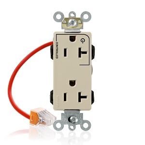 Leviton M1636-1CI 20A Lev-Lok Decora Plus Duplex Receptacle / Outlet, Industrial Grade, Split-Circuit, Self-Grounding, Ivory