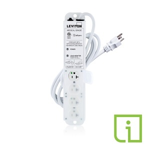 Leviton 53C4M-2N7 4-Outlet Medical Grade Power Strip with Load Monitoring Inform Technology, Non-Surge, 20A 125 VAC, 7'