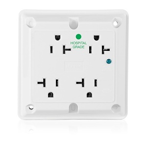 Leviton 8490-W 20A, 4-in-1 Surge Protective Quadruplex Receptacle Outlet, Heavy-Duty Hospital Grade, White
