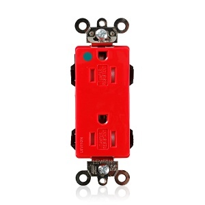 Leviton MT162-HGR Lev-Lok Decora Plus Receptacle, 15A, 125V, Red