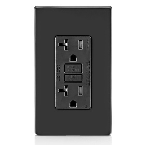Leviton GFTR2-E Self Test Tamper-Resistant GFCI Outlet with LED Indicator Light, 20A 125V, Black