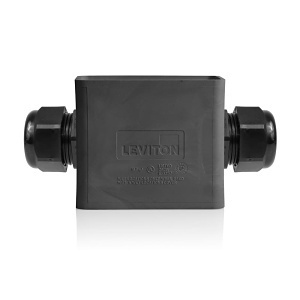 Leviton 3059F-2E Portable Outlet Box, Single-Gang, Standard Depth, Feed-Thru Style, Cable Diameter 0.590-1.000", Black