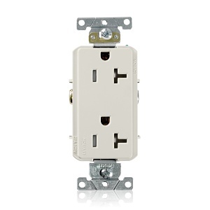 Leviton TDR20-T Tamper-Resistant Decora Plus Receptacle, 20A, 125V, Light Almond