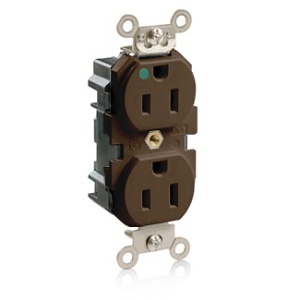 Leviton M8200 Duplex Receptacle, 15A, 125V, Brown