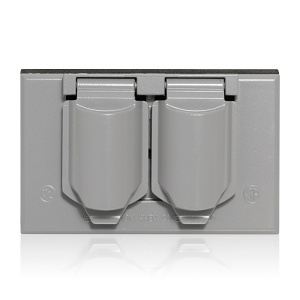 Leviton WM1D‑SGY 1‑Gang Weatherproof Duplex Receptacle Cover, Metal, Gray