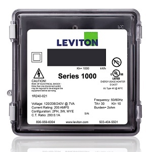 Leviton 1R240-21 1000 Series VerifEye Submeter, Outdoor, 120/208/240V, 2-Phase 3-Wire, Max 200A, Dual Element, Electric Meter