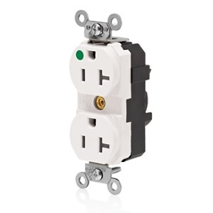 Leviton M8300-ILW Lev-Lok Receptacle Duplex High Illumination  125V, White