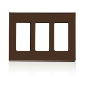 Leviton 80311-S0 3-Gang Decora Plus Screwless Wallplate Polycarbonate, Brown